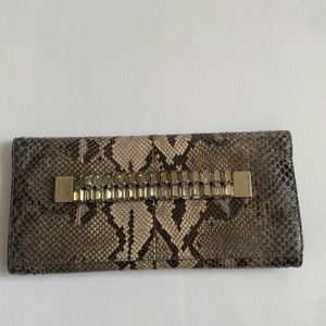 Michael Kors Python Print Clutch, Embellished Crystals, Snake, Neutral Tones